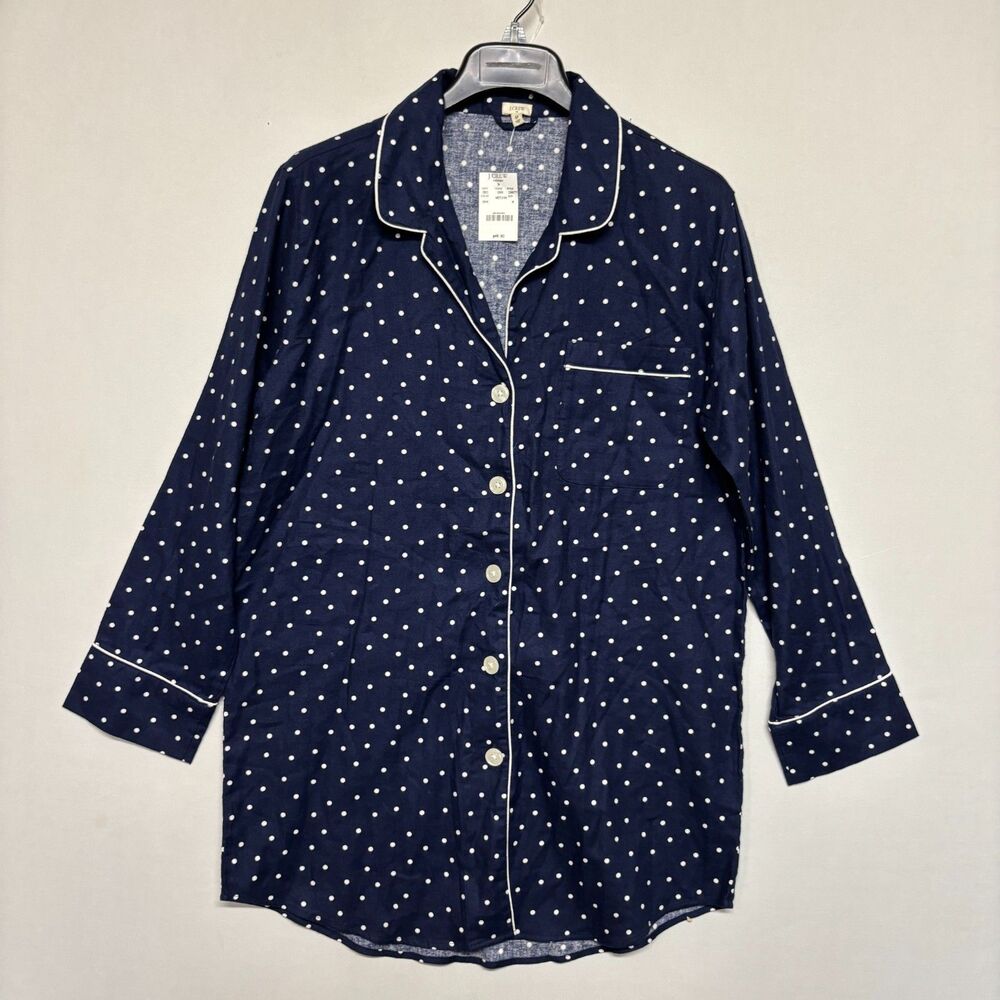 NWT J Crew Women PJ Pajama Top Size Medium Blue Sleepwear D137 -18